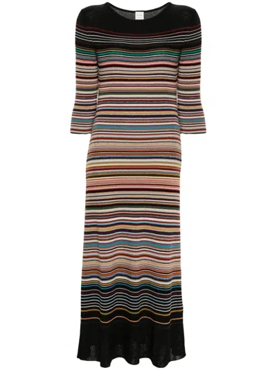 Paul Smith Signature Stripe Knitted Midi Dress In Multicolour