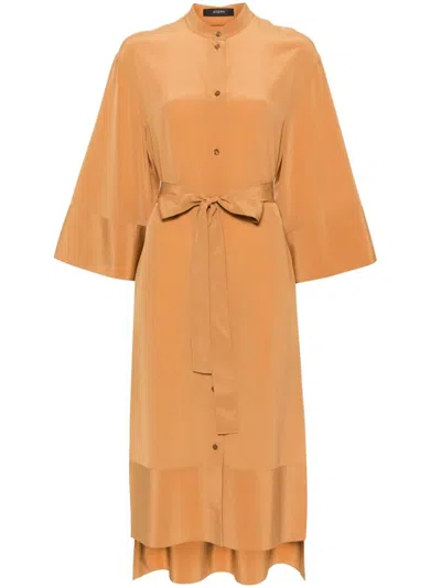 Joseph Collarless Silk Dress In Yellow & Orange