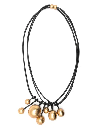 Monies Salix Oversize Circular-pendant Necklace In Black