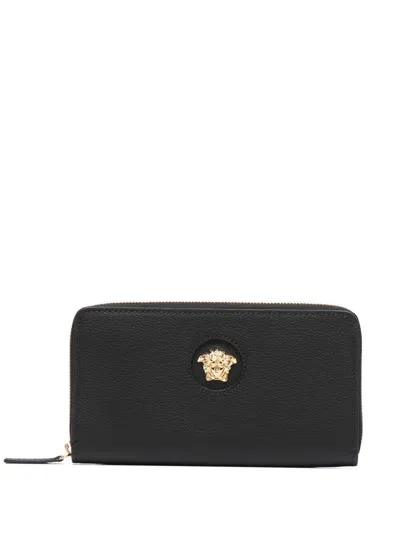 Versace Long Wallet In Black