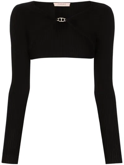 Twinset Ribbed Top In Black