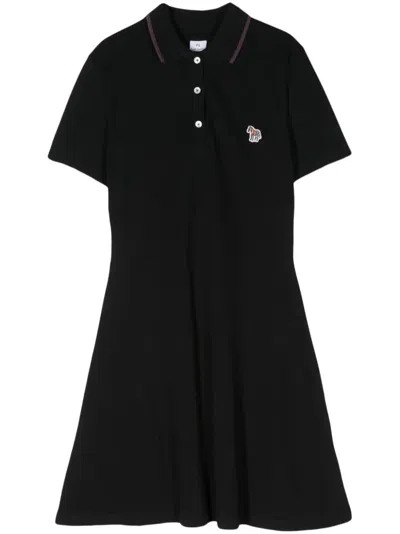 Ps By Paul Smith Zebra-appliqué Cotton Tennis Dress In Black