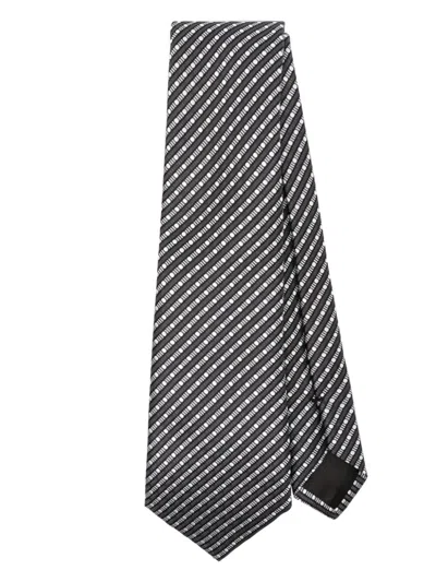Giorgio Armani Striped Silk Tie In Multicolour