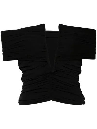 Magda Butrym Off-shoulder Cropped Jersey Blouse In Black