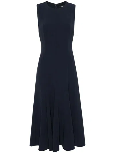 Theory Crepe Flared Dress In Blue