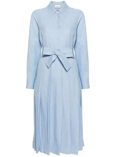 P.a.r.o.s.h Long-sleeve Pleated Shirt Dress In Blue