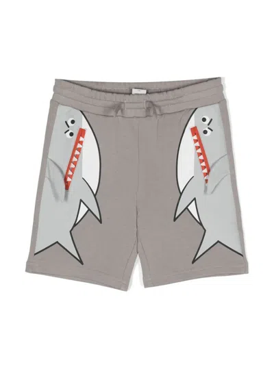 Stella Mccartney Kids Boys Grey Shark Organic Cotton Shorts