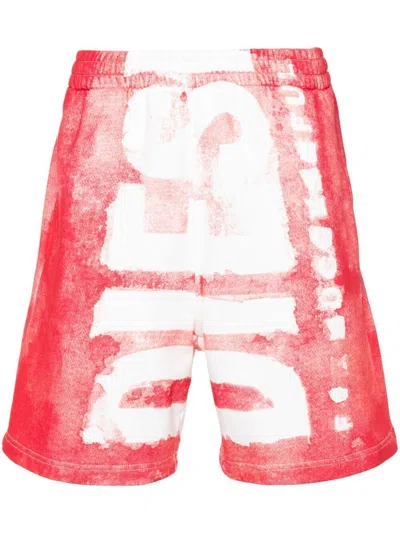 Diesel P-bisc Cotton Shorts In Red
