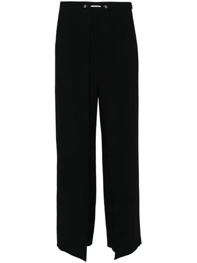 Emporio Armani Satin Wide-leg Trousers In Black