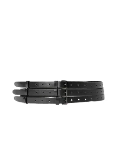 Ann Demeulemeester Orla Triple Leather Belt In Black