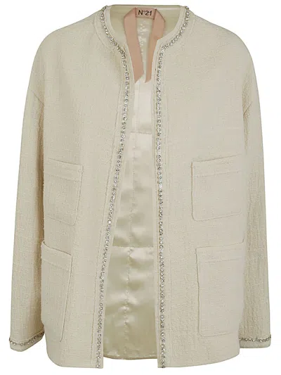 N°21 Oversize Tweed Jacket In White