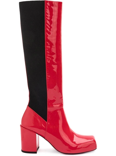 Aalto Block Heeled Boots In Red