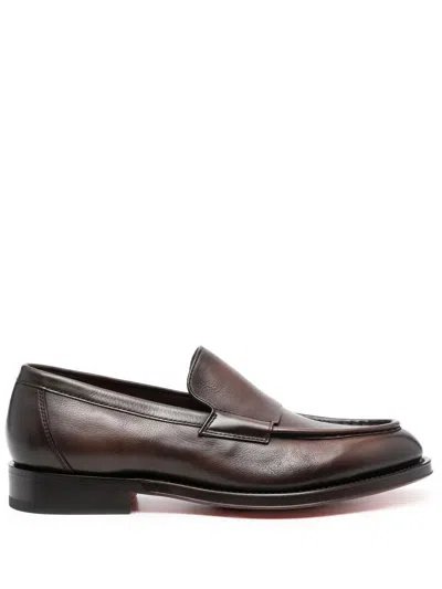 Santoni Grover Loafers Shoes In Brown