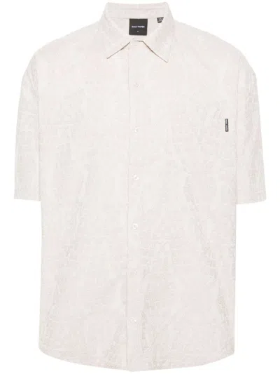 Daily Paper Zuri Macrame Jacquard Relaxed Short Sleeves Shirt In Neutrals