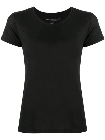 Majestic Filatures Short Sleeve Round Neck T-shirt Clothing In Black
