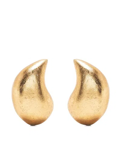 Monies Sculptural Metallic Wood Earrings In Gold