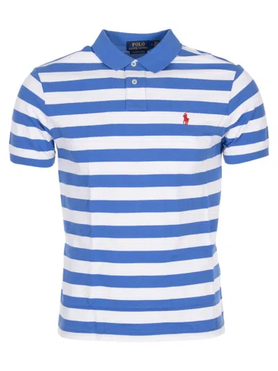 Polo Ralph Lauren Slim Fit Horizontal Striped Polo Shirt Clothing In Blue