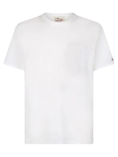 Mc2 Saint Barth Linen T-shirt With Front Pocket Clothing In White