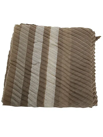 Emporio Armani Lady Woven Pleated Stole In Brown