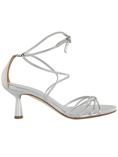 Aeyde 65mm Luella Laminated Leather Sandals In Metallic