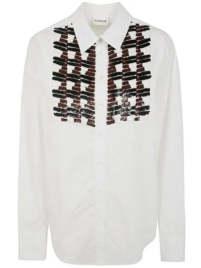 P.a.r.o.s.h Sequined Plastron Shirt In White