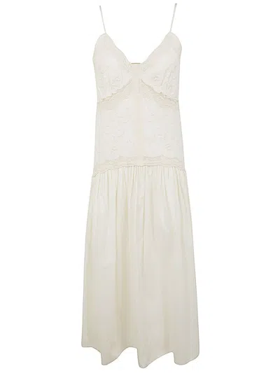 Twinset Belted Embroidered Dress In White