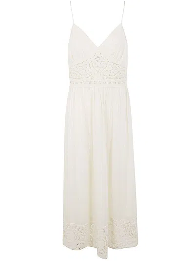 Twinset Midi Dress With Crochet Detail In White