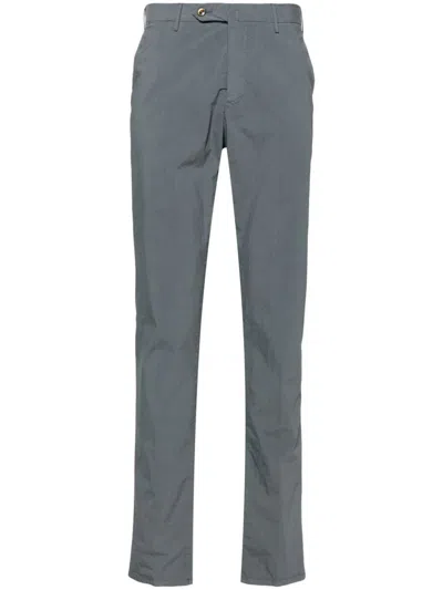 Pt01 Double Dye Stretch Light Poplin Slim Flat Front Pants Clothing In Grey