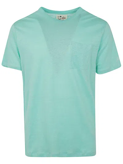 Mc2 Saint Barth Linen T-shirt With Front Pocket Clothing In Green