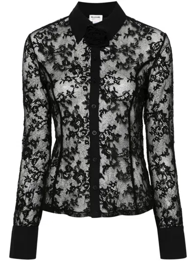 Blugirl Floral-lace Shirt In Black