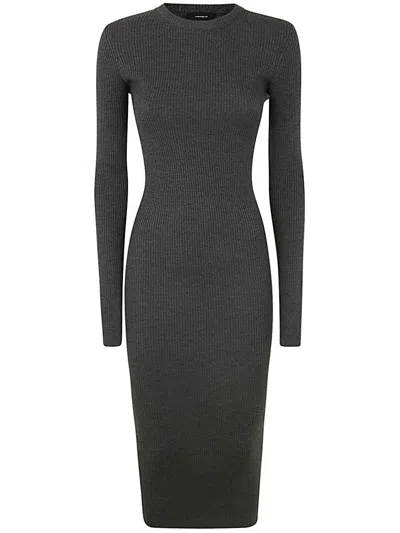 Wardrobe.nyc Ribbed Long Sleeve Dress Clothing In Grey