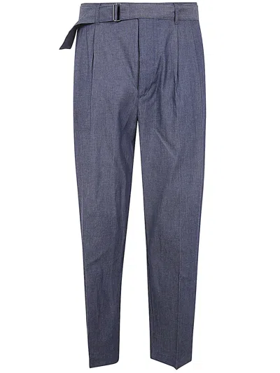 Michael Kors Belted Chambray Trouser Clothing In Blue