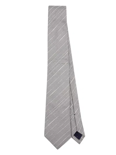 Paul Smith Stripe-pattern Silk Tie In Metallic