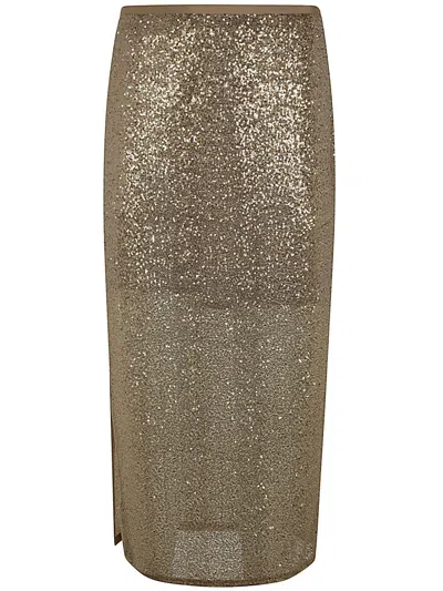 Antonelli Oliver Longuette Skirt With Paillettes In Metallic