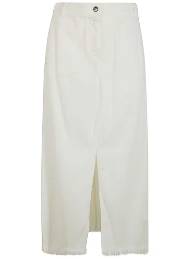Antonelli Iago Denim Skirt With Slit In White