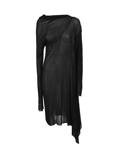 Marques' Almeida Marques'almeida Draped Asymmetric Knit Dress In Black