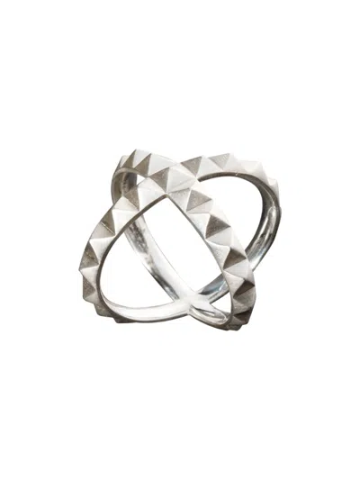 Leony Ring Crossed Band Accessories In Metallic