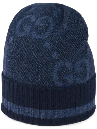 Gucci Hat With Logo In Petro Blue/sky Blue