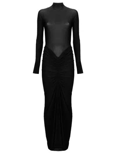 Alaïa Alaia Womens Noir Alaia High-neck Slim-fit Stretch-woven Maxi Dress