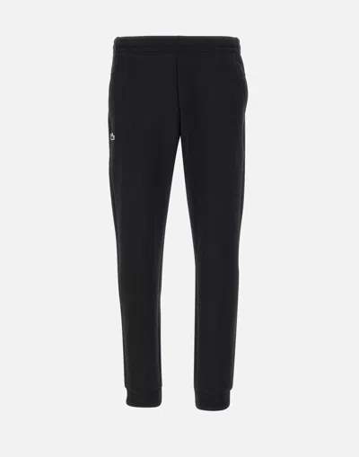Lacoste Black Cotton Blend Jogger Pants With Zip Pockets