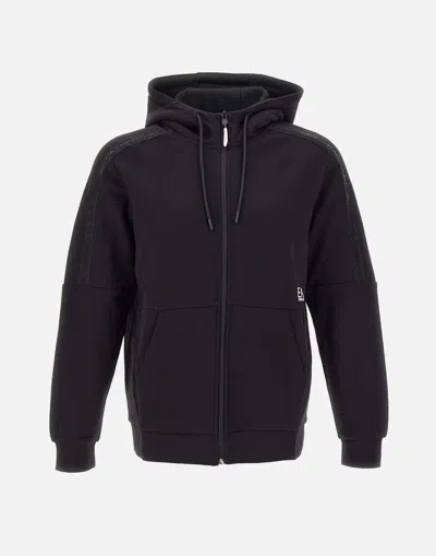 Ea7 Black Cotton Hooded Sweatshirt With Logo Detail