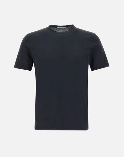 Kangra Cashmere Black Cotton T-shirt Made In Italy