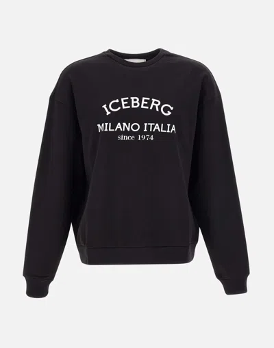 Iceberg Cotton Sweatshirt In Black