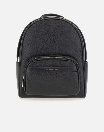 Michael Kors Black Leather Backpack With Gold Accents