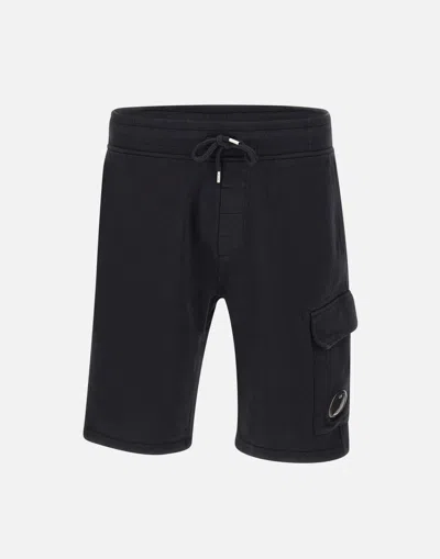 C.p. Company Black Light Fleece Cotton Shorts
