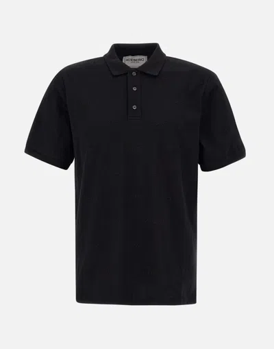 Iceberg Pique Cotton Polo Shirt In Black