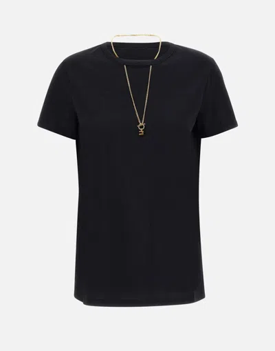 Elisabetta Franchi Black Urban Cotton Jersey T-shirt With Cut-out Detail