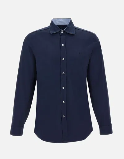 Fay Blue Cotton Jersey Shirt With French Collar