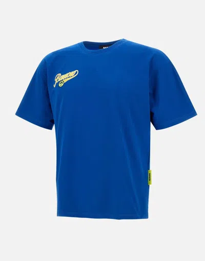 Barrow Blue Cotton T-shirt With Logo Print