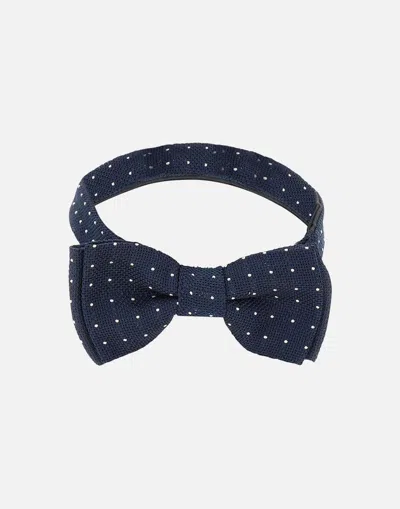 Paul Smith Blue Silk Bow Tie With White Polka Dots